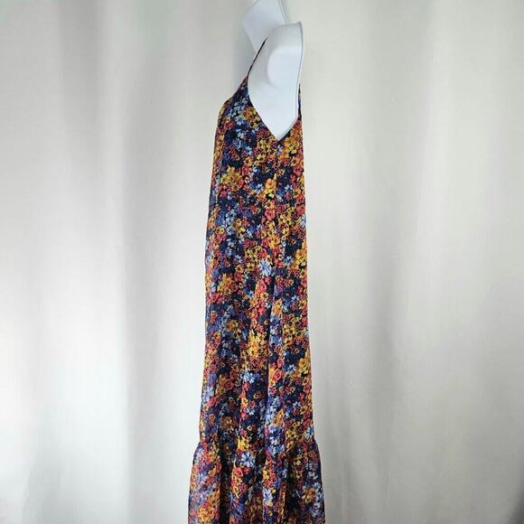 Melloday Women's Yellow/Blue Flowy Floral Maxi Dress Size X-Small NWOT - Picture 4 of 10